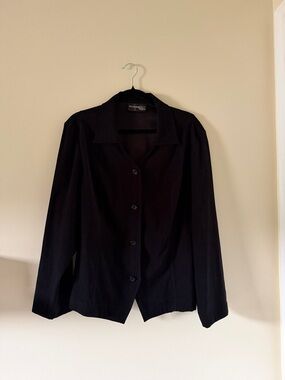 Requirements Black Button-Front Velvet Women's Jacket